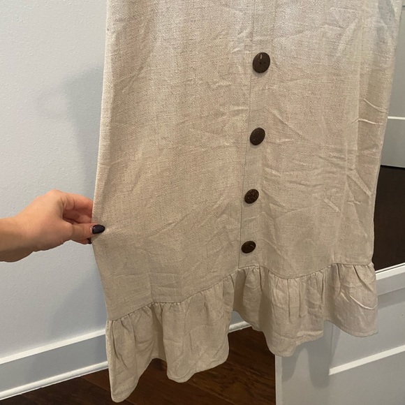 Oatmeal linen dress - Picture 3 of 4